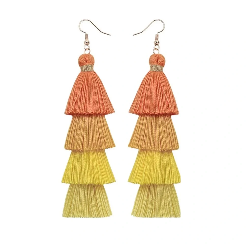 Layered Tassel Earrings - Picture 2 of 3